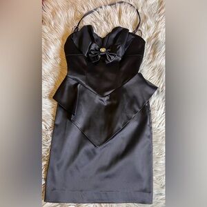 Vintage Bebe peplum pencil dress with bow